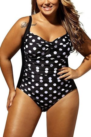 MeliGirls Women's Plus Size Swimsuit Swimwear One Piece Polka Dot Monokini Bikini