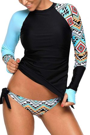 MeliGirls Plus Size Long Sleeve Rash Guard UPF 50+ Rashguards Tankini Swimsuit